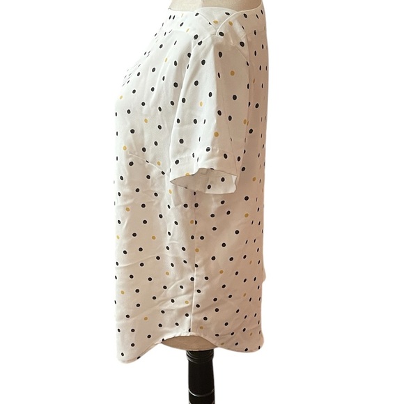 Ann Taylor White Colorful Multicolor Polka Dots Boxy Blouse - Picture 2 of 6